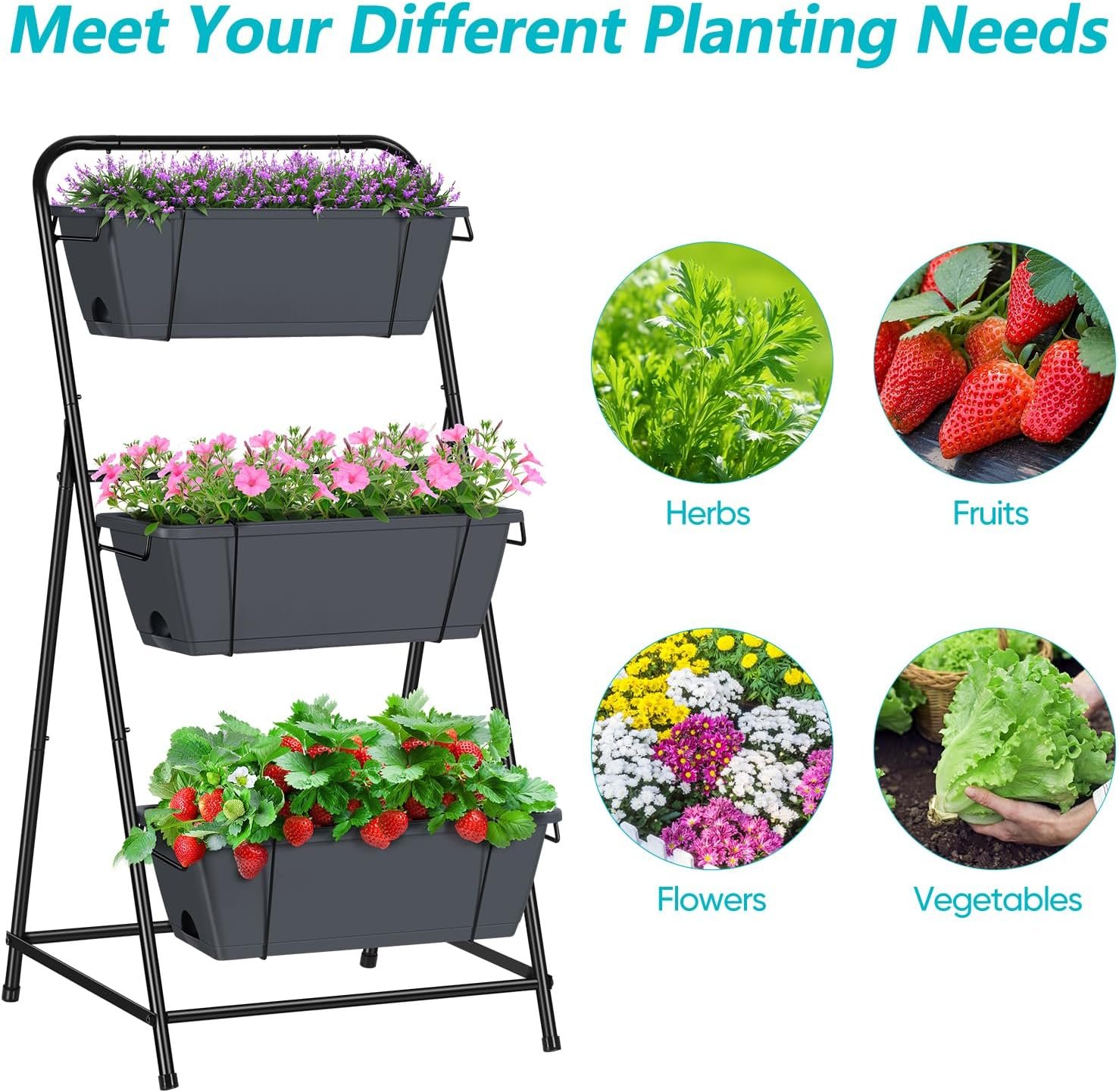 Vertical Garden Planter 3 Tier Raised Garden Bed Herb Planter - Image 2
