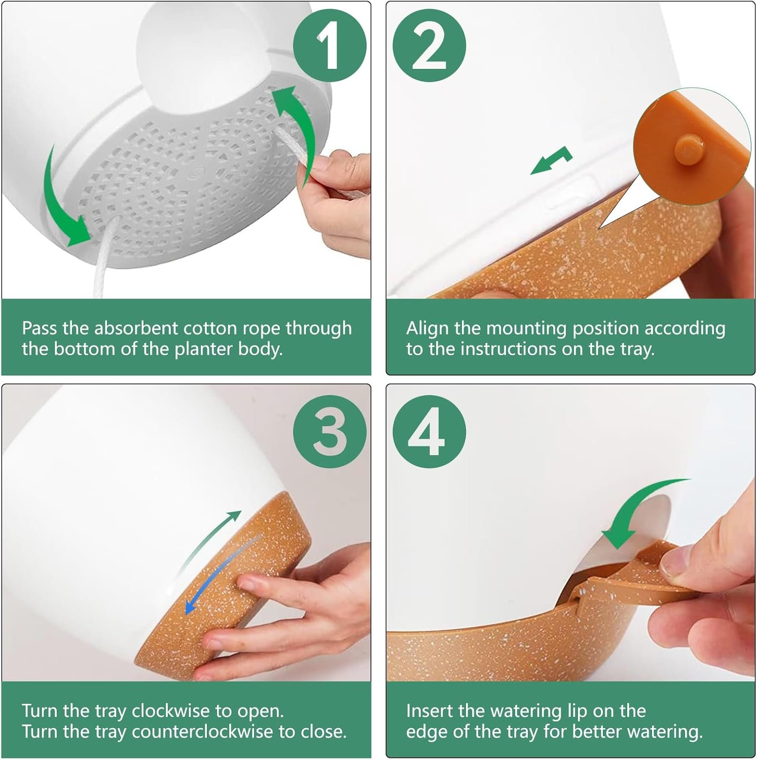 5Pack Self Watering Plant Pots for Lazy People,White Plastic Self Watering Planter - Image 8