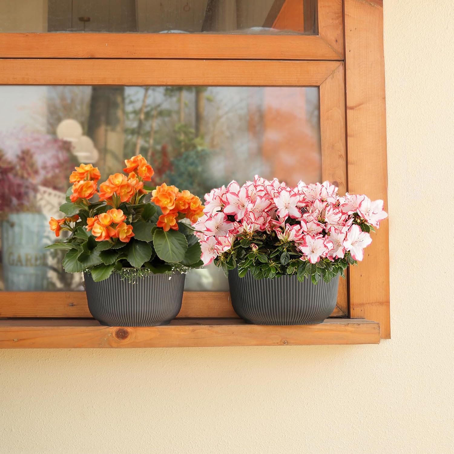 8 Inch Plant Pots, 2 Pack Self Watering Planter with Drainage Hole - Image 5