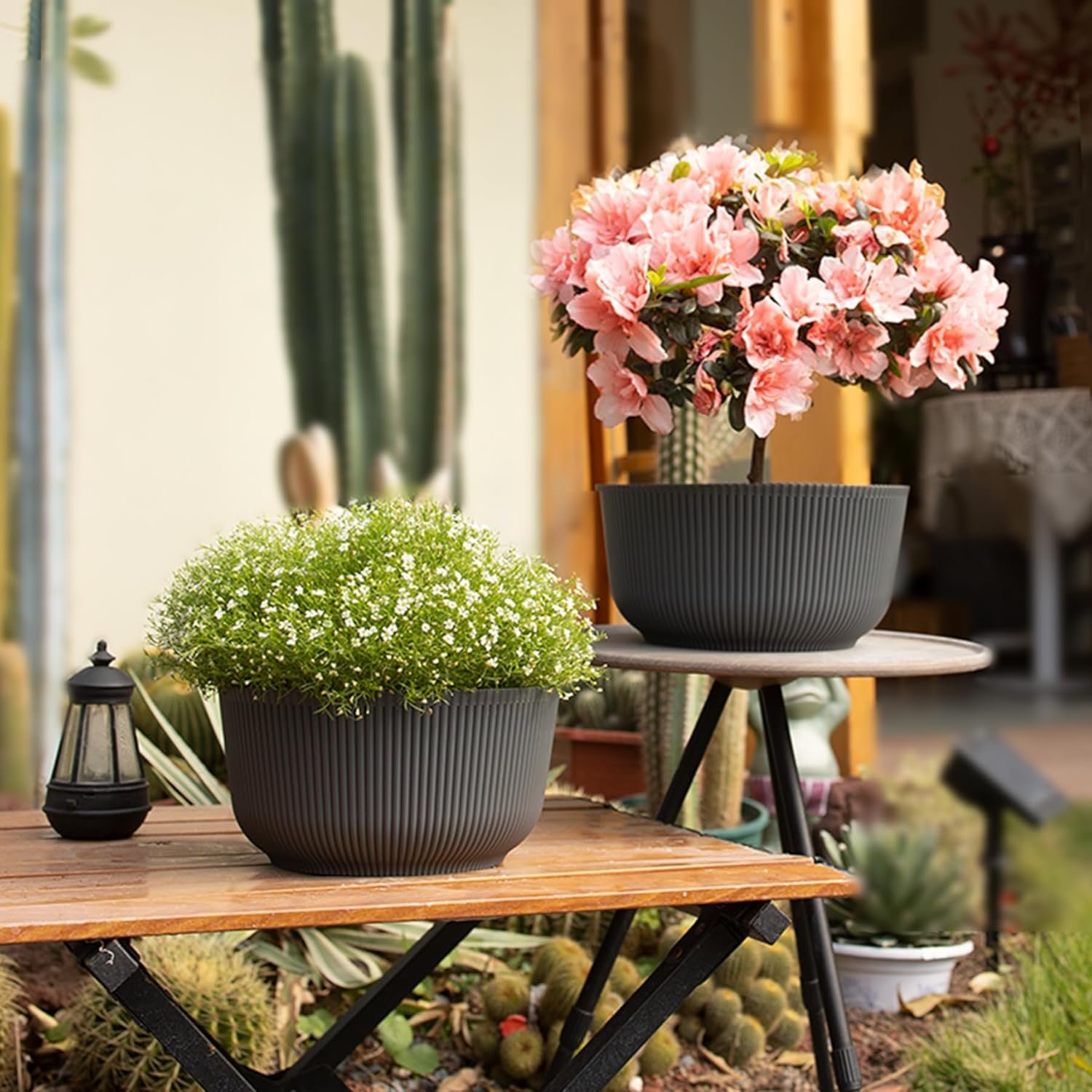 8 Inch Plant Pots, 2 Pack Self Watering Planter with Drainage Hole - Image 8