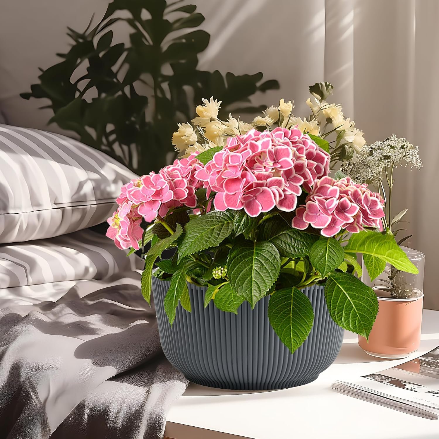 8 Inch Plant Pots, 2 Pack Self Watering Planter with Drainage Hole - Image 6